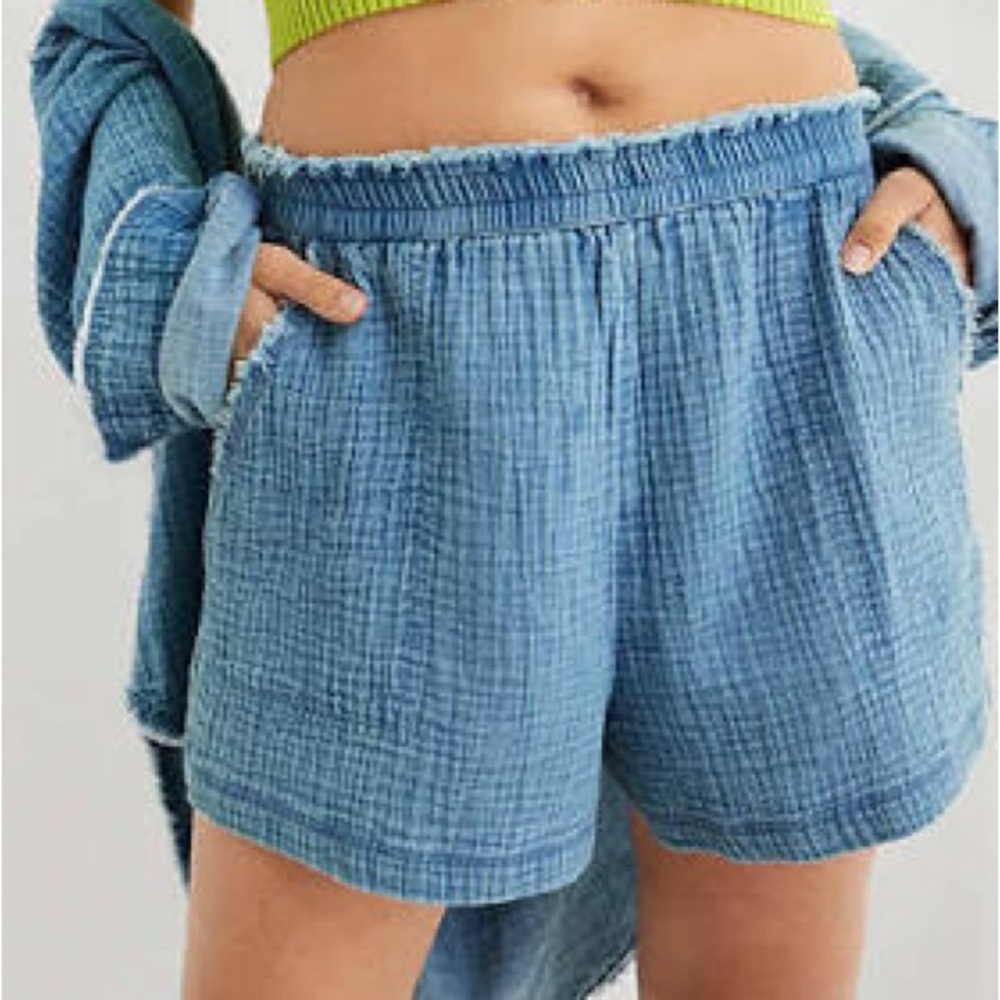 Aerie Gauzy High Waisted Short In Blue